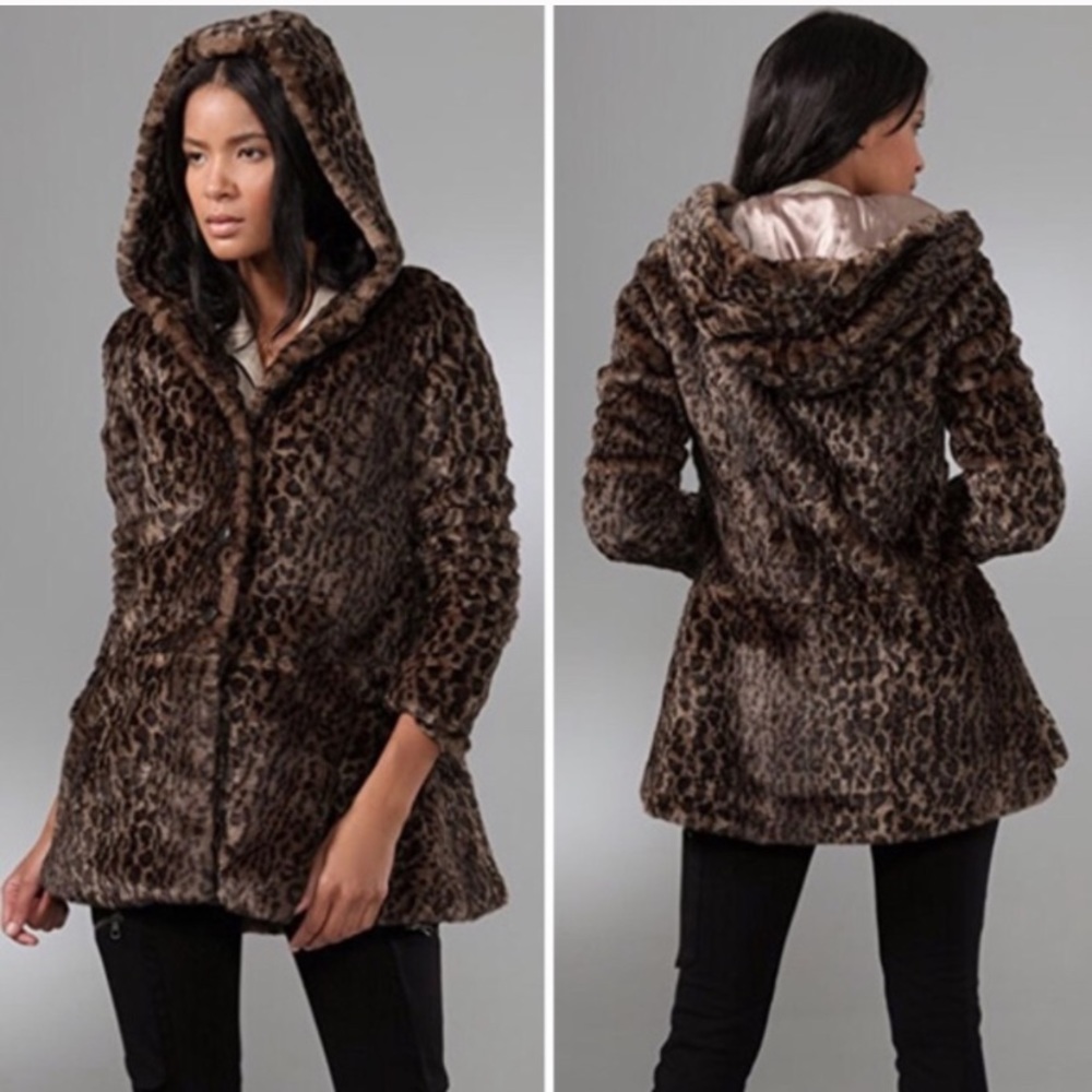 Free People Faux Fur Hooded Jacket